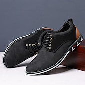economico Semi-formale-scarpe casual oxford da uomo, sneakers eleganti con lacci blu e nere con dettagli in pelle scamosciata, calzature eleganti per lavoro, matrimoni e uso quotidiano
