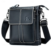 olcso Férfitáskák-Férfi Crossbody táska Marhabőr Napi Cipzár Tömör szín Fekete Barna Kávé