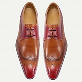economico Scarpe Eleganti Classiche-scarpe brogue da uomo in pelle di prima qualità - design sfumato rosso-marrone, calzature eleganti e alla moda per uomo, ideali per eventi formali, matrimoni e occasioni di lavoro