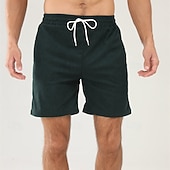 economico Pantaloncini casual-Per uomo Pantaloncini Pantaloncini estivi Pantaloncini casual Pantaloncini di velluto a coste Tasche A cordoncino Vita elastica Liscio Comfort Traspirante Breve Esterno Da mare Sport Informale Nero