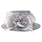 cheap Party Hats-Flax / Silk / Organza Kentucky Hat / Hats / Headwear with Floral 1pc Special Occasion / Casual / Tea Party Headpiece dress to impress Race Day Dress