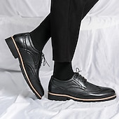 levne Formální-pánské hnědé brogue boty s robustní podrážkou, klasický šněrovací design, ležérní styl pro outdoorové i každodenní nošení