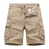 cheap Holiday-Men&#039;s Cargo Shorts Shorts Bermuda shorts Hiking Shorts Drawstring Elastic Waist Multi Pocket Color Block Plain Breathable Moisture Wicking Knee Length Outdoor Casual Running Sports Fashion Black Army