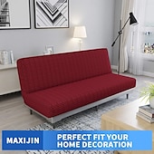 cheap Sofa Cover-Jacquard Futon Cover Stretch Armless Futon Sofa Cover Soft Futon Slipcover with Elastic Bottom Thick Sofa Bed Furniture Protector Covers for Washable Futon