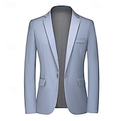 billige Blazere for menn-Herre Blazer Virksomhet Cocktailfest Bryllupsfest Mote Fritid Vår Høst Lin عادي Knapper Lomme Bekvem Enkeltkneppet Blazer Svart Gul Navyblå Himmelblå