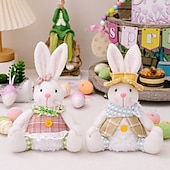 economico Pasqua-Confezione da 2 statuine di coniglietti luminosi creativi pasquali, decorazioni di coniglietti illuminati a forma di cartone animato per vetrine, decorazioni per l'atmosfera pasquale e regali per le