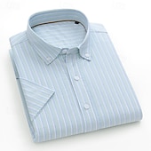 preiswerte Oxford-Hemden für Herren-Herren Oberhemd Hemd Oxford Hemd Bügelfreies Hemd Gestreiftes Hemd Hochzeit Outdoor Hellgrün Blau Violett Orange Langarm Kentkragen Sommer Frühling Bekleidung