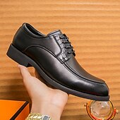 economico Formale-scarpe eleganti da uomo in similpelle marrone con lacci e dettagli intrecciati, stile classico formale, comode per matrimoni ed eventi aziendali
