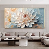 お買い得  花/植物画-手作りのオリジナル 3D インパスト テクスチャの花の油絵 キャンバスに描かれた抽象的な咲く花の壁アート 家の装飾用 枠付き/内枠なしの絵画