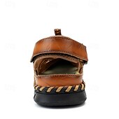 economico Sandali casual-Per uomo Sandali Scarpe fatte a mano Pelle crosta Traspirante Comodo Antiscivolo Con lacci intrecciali Giallo-marrone Nero Marrone