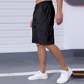 cheap Outdoor-Men&#039;s Cargo Shorts Shorts Summer Shorts Drawstring Elastic Waist Multi Pocket Plain Comfort Wearable Knee Length Outdoor Sport Daily Fashion Casual Black Navy Blue