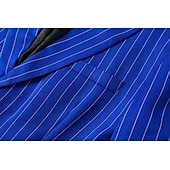abordables Blazers Clásicos para Hombres-Hombre chaqueta Negocio Fiesta de Cóctel Fiesta de Boda Moda Casual Primavera &amp; Otoño Poliéster Rayas Botón Bolsillo Cómodo Botonadura Simple Chaqueta de sport Negro Blanco Amarillo Azul Piscina