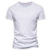 economico T-shirt in Cotone e Lino-Per uomo Maglietta Maglietta di bambù Manica Corta Girocollo Estate Primavera Stile Classico Bianco Maglietta Top per Uomo