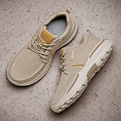 cheap Men&#039;s Sneakers-Men&#039;s Beige Sports Sneakers with Cushioned Sole and Breathable Fabric – Classic Casual Walking Shoes for Outdoor and Daily Wear