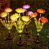 abordables Luces de paisaje-Lámpara de inserción de campo de flores junto al mar con energía solar para exteriores, 2 piezas, lámpara de decoración de césped para camino de jardín y patio, lámpara de decoración de ambiente de