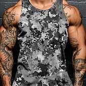 voordelige 3D-tanktops voor heren-Voor heren camouflage Camouflage Kleur T-shirt Vest Top Mouwloos T-shirt 3D-afdrukken Strakke ronde hals Overhemd Vakantie Casual Hawaii Feestdagen blauw Groen Grijs Zomer Lente Kleding S M L XL XXL