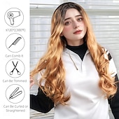levne Syntetické trendy paruky-Syntetické paruky Vlnitá Curly Weave Vrstvený střih S ofinou na stroji Paruka 26&quot; A1 Umělé vlasy Dámské Klasické Pohodlné Zářící barvy Zlatá
