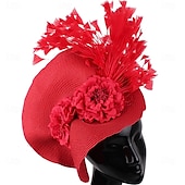 economico Fascinator-berretto Poliestere Cappello Fedora Corsa di cavalli Elegante Vintage Con Fantasia floreale Copricapo Copricapo