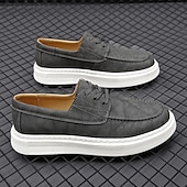 お買い得  カジュアルなレースアップシューズ-メンズカジュアルレースアップシューズ、快適で通気性のあるフェイクレザー、ホワイトソール、スタイリッシュで普段使いにぴったり