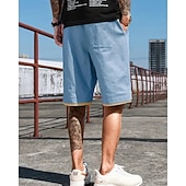 economico Pantaloncini casual-Per uomo Pantaloncini Pantaloncini estivi Pantaloncini casual Tasche A cordoncino Vita elastica Collage Comfort Traspirante Breve Esterno Da mare Sport Informale Nero Blu