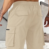 baratos Clássico-Homens Bermuda Cargo Calção Shorts de verão Com Cordão Cintura elástica Bolso multi Tecido Conforto Vestível Comprimento do joelho Ao ar livre Esporte Diário Moda Casual Preto Verde Claro