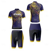 economico Set di abbigliamento da uomo-Per uomo Maglia con pantaloncini da ciclismo Manica corta Ciclismo da montagna Cicismo su strada Blu marino Bicicletta Elastene Gli sport Lettere &amp; Numeri Abbigliamento