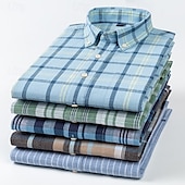 economico Camicie Button Down da uomo-Per uomo Camicia Camicie Camicia con bottoni Banda Matrimonio Feste Blu chiaro Blu reale Blu Marrone Manica lunga Bavero Primavera Autunno Abbigliamento