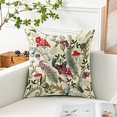 baratos estilo floral e plantas-Capa Decorativa de Almofadas de Insetos Florais 1PC Capa de Almofada Quadrada Macia para Sofá do Quarto Sala de Estar Primavera Verão
