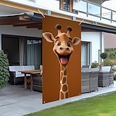 tanie Okładki drzwi-Zabawne Zwierzęta Dekoracje Drzwi Pokrycia Drzwi Giraffe Gobelin Zasłona Drzwi Dekoracja Tło Wewnątrz/Zewnątrz Baner Drzwi dla Domku Wiejskiego