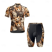 Χαμηλού Κόστους Ανδρικά σύνολα ένδυσης-Ανδρικά Φανέλα και σορτς ποδηλασίας Γάτα Κοντομάνικο Ποδήλατο Ρούχα σύνολα με 3 πίσω τσέπες Ποδηλασία Βουνού Ποδηλασία Δρόμου Μποστινό Φερμουάρ Σκούπισμα ιδρώτα Άνετο Αναπνέει Αθλητισμός