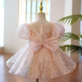 cheap Party Dresses-Kids Girls&#039; Party Dress Solid Color 3/4 Length Sleeve Performance Mesh Princess Sweet Mesh Mid-Calf Sheath Dress Tulle Dress Summer Spring Fall 4-12 Years Pink