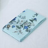 baratos Lençóis e fronhas-Lençol de Algodão Colorido Azul com Estampa Floral para Primavera Verão