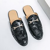 abordables Semiformal-Mules de moda para hombre sin cordones con diseño gráfico, correa ajustable y plantilla cómoda para uso casual y diario.