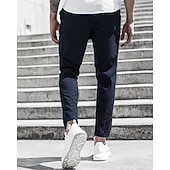 economico Chino-Per uomo Pantaloni Chino Pantaloni corti Pantaloni casual Bottoni Tasche Liscio Comfort Formale Feste Ufficio Di tendenza Classico Verde militare Nero Media elasticità