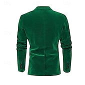 levne Pánské klasické blejzry-Pánské Sametové blejzry Blejzr Obchod Koktejlový večírek Svatebnívečírek Módní Na běžné nošení Jaro Podzim Polyester Pevná barva Kapsy Knoflíky Pohodlné Jednořadé Blejzr Rubínově červená Trávov