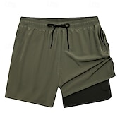 cheap Men&#039;s Boxer Swim Trunks-Men&#039;s Swim Trunks Swim Shorts Board Shorts Bottoms Drawstring 2 in 1 with Pockets Swimming Surfing Beach Water Sports Solid Colored Summer Spring