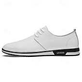 economico Casuale-scarpe da ginnastica casual stringate in similpelle bianca da uomo, comode scarpe antiscivolo con suola in gomma, ideali per l&#039;uso quotidiano e per il tempo libero