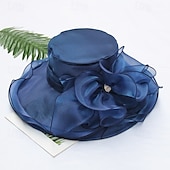 levne Party klobouky-Klobouky Organza Sluneční klobouk Formální Čajový dýchánek koktejl Elegantní Vinobraní Roztomilý S Květiny Přílba Pokrývky Hlavy