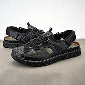 economico Sandali casual-Per uomo Sandali Scarpe fatte a mano Pelle crosta Traspirante Comodo Antiscivolo Con lacci intrecciali Giallo-marrone Nero Marrone