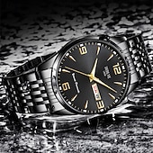 preiswerte Quarz-Uhren-1 Herren Sport Stahlband Uhr Leuchtet Im Dunkeln Kalender Wochenanzeige Licht Luxus All-In-One Legierung Mode Ultra-Dünn Digital Herren Business Uhr