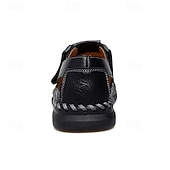 cheap Casual Sandals-Men's Brown Faux Leather Fisherman Sandals with Velcro Strap, Breathable Design and Comfortable Sole for Summer, Outdoor Activities and Beach Wear