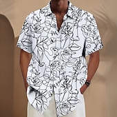 abordables Camisa vintage-Hombre Estampado Floral Cara humana Camisa Abotonar la camisa Manga Corta Artístico Abstracto retro de la vendimia Vacaciones Festivos Ropa de calle Verano Primavera Cuello Vuelto Impresión 3D