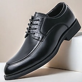economico Formale-scarpe eleganti da uomo in similpelle marrone con lacci e dettagli intrecciati, stile classico formale, comode per matrimoni ed eventi aziendali