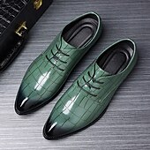 economico Formale-scarpe stringate in similpelle con motivo coccodrillo bordeaux da uomo, eleganti calzature formali per lavoro, matrimoni e occasioni speciali