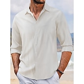 abordables camisa con botones para hombre-Hombre Camisa de verano Camisa casual Camisa de playa Abotonar la camisa Negro Blanco Azul Marino Oscuro Azul cielo Verde Trébol Manga Larga Plano Rayas Diseño Vacaciones Festivos Abotonar Ropa