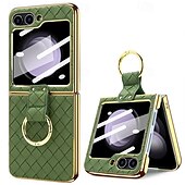cheap Samsung Cases-Phone Case For Samsung Galaxy Z Flip 6 Z Flip 5 Z Flip 4 Z Flip 3 Back Cover Ring Buckle Shockproof Retro PU Leather