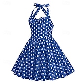 levne Šaty-Retro 50. léta Rockabilly Šaty Houpací šaty Puntíky Dívčí Karneval Plesová maškaráda Denní nošení loučení se svobodou nevěsty Dětské Šaty