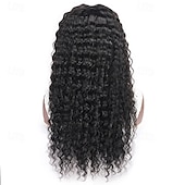 baratos Perucas capless de cabelo natural-Peruca de cabelo humano com faixa de cabeça de cor natural com mecanismo completo, peruca de onda profunda, densidade 150%