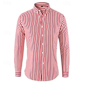 preiswerte Herrenhemd zum Knöpfen-Herren Hemd Sommerhemd Lässiges Hemd Knopfhemd Schwarz Weiß Rote Marineblau Blau Langarm Streifen Kargen Urlaub Hawaiianisch Button-Down Bekleidung Polyester Modisch Brautkleider schlicht Komfortabel