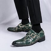 abordables Officiel-mocassins à imprimé serpent noir et blanc pour hommes avec détails en cuir verni et boucle – chaussures à enfiler élégantes pour les occasions formelles et décontractées